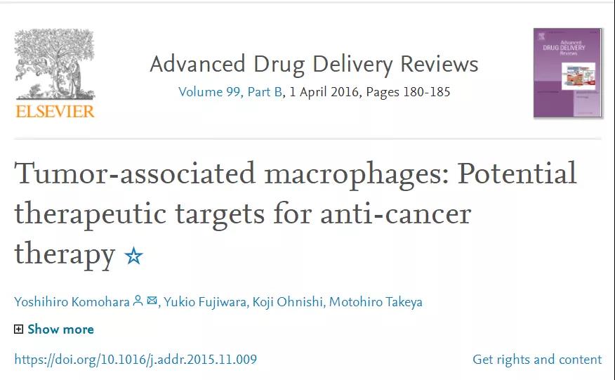 肿瘤相关巨噬细胞：抗癌靶点治疗的潜在治疗方法