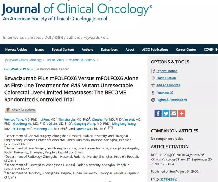 改良FOLFOX6 贝伐珠单抗可提高某些结直肠癌肝转移患者的肝转移切除率